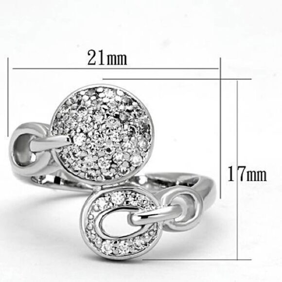 Brass and Rhodium AAA Grade CZ Silver Ring Sizes 5,6 - Picture 6 of 7